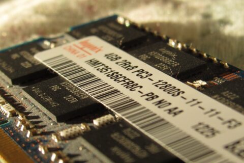 A close up of a computer memory chip