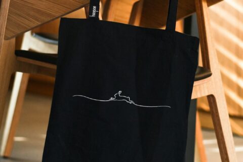 black leather tote bag