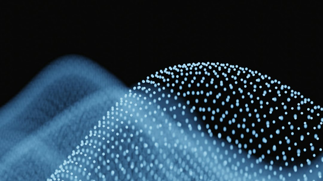 Abstract blue waves of glowing particles